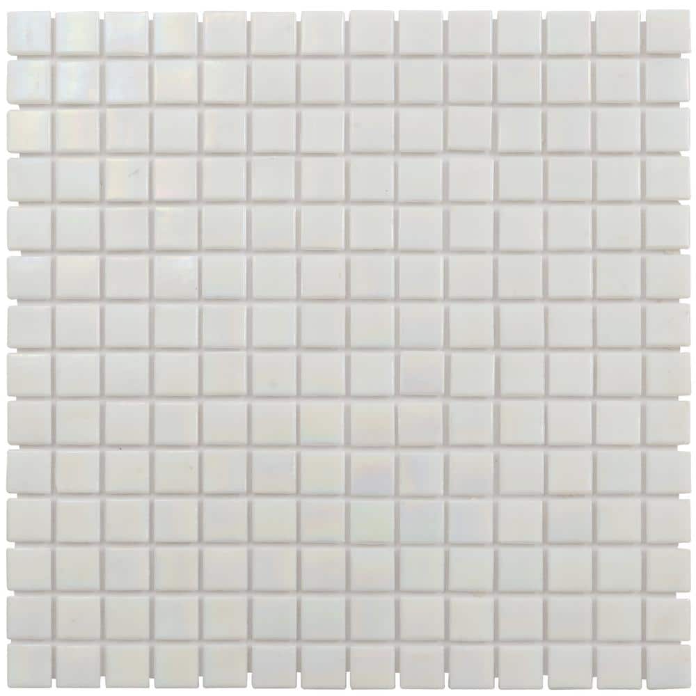 Nacreous 12" x 12" Iridescent White Glass Mosaic Tile