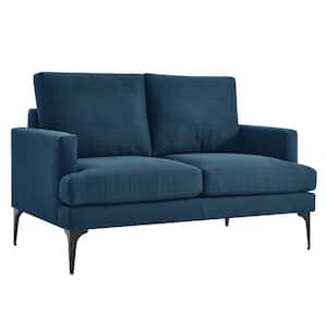 Evermore Upholstered Fabric Loveseat in Azure