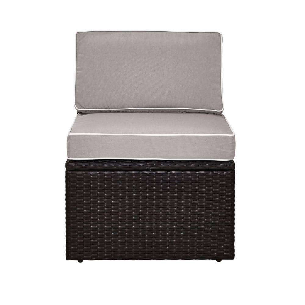 Palm Harbor Gray Outdoor Wicker Center Chair with Steel Frame