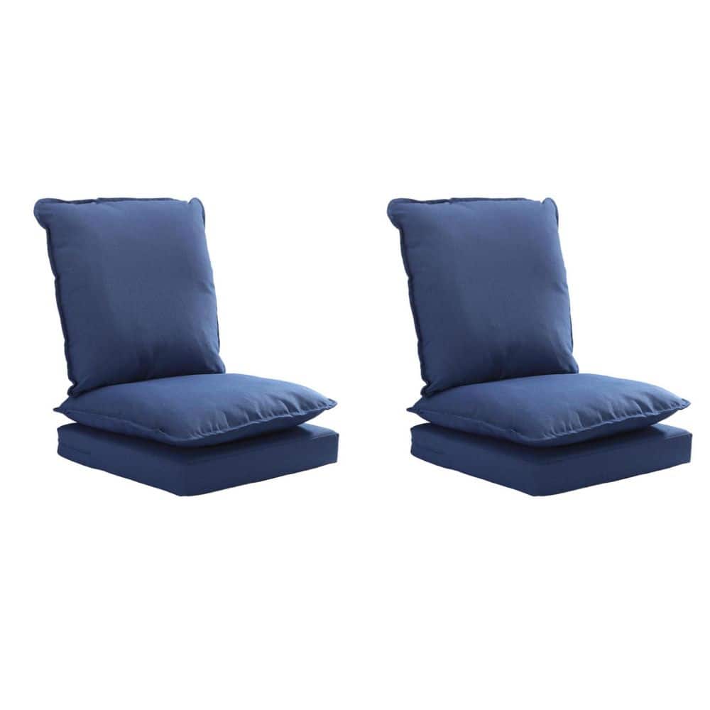 24 in. x 24 in. x 6 in. Universal Outdoor Deep Seating Lounge Chair Cushion Double-layer Seat Cushion in Blue (2-Set) price history on PriceWatchPro