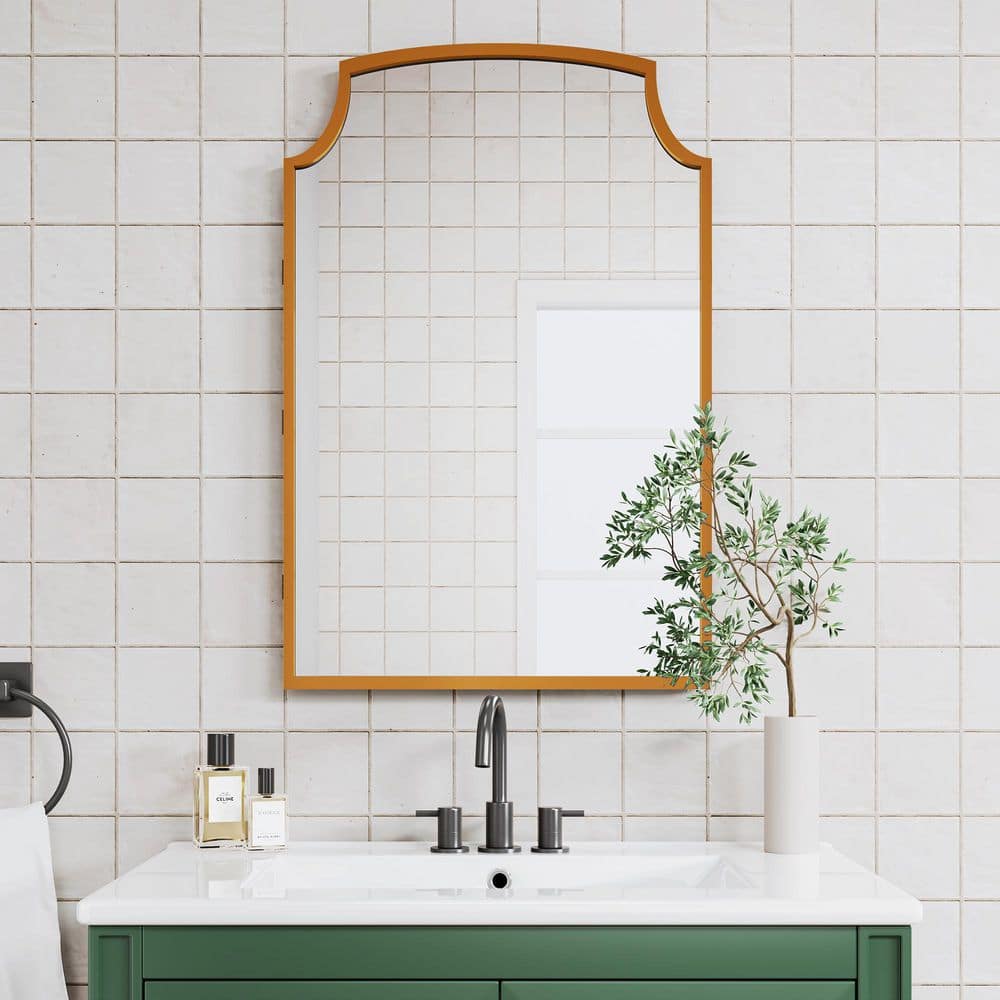 19.7 in. W x 29.9 in. H Classic Arched Recessed/Surface Mount Medicine Cabinet with Mirror in Gold price history on PriceWatchPro