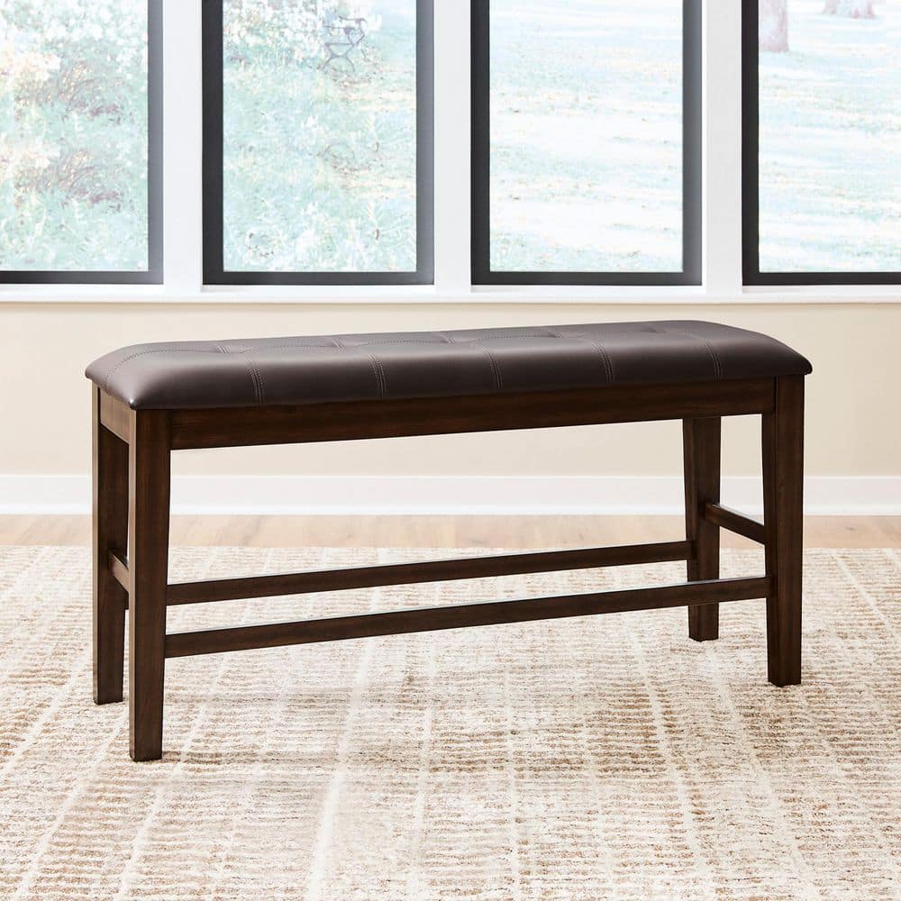 Haddigan 49.5 in. Dark Brown Counter Height Dining Bench with Faux Leather Upholstery price history on PriceWatchPro