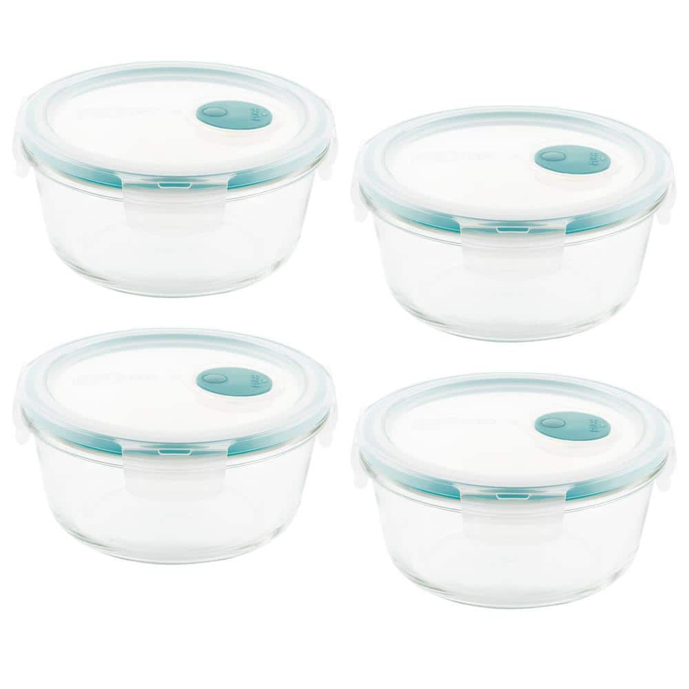 8 Piece SNAP Glass Round Container Set