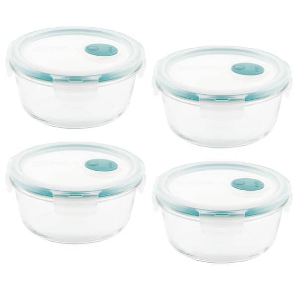 LocknLock Set of (3) 4-Cup Vented Glass BowlStorage Set ,Clear