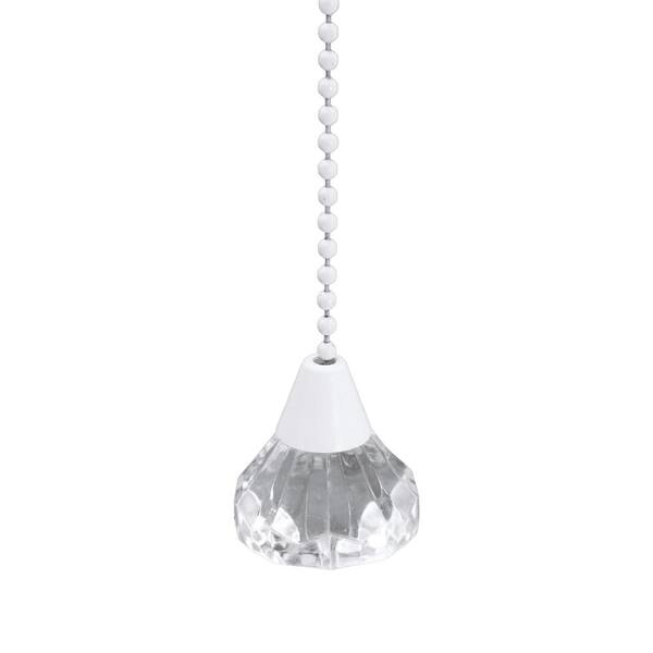 White Acrylic Diamond Pull Chain, Ceiling Fan Pulls