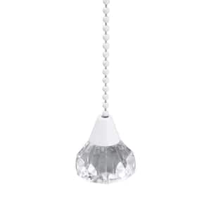 12 in. White Acrylic Diamond Pull Chain for Ceiling Fans and Lights