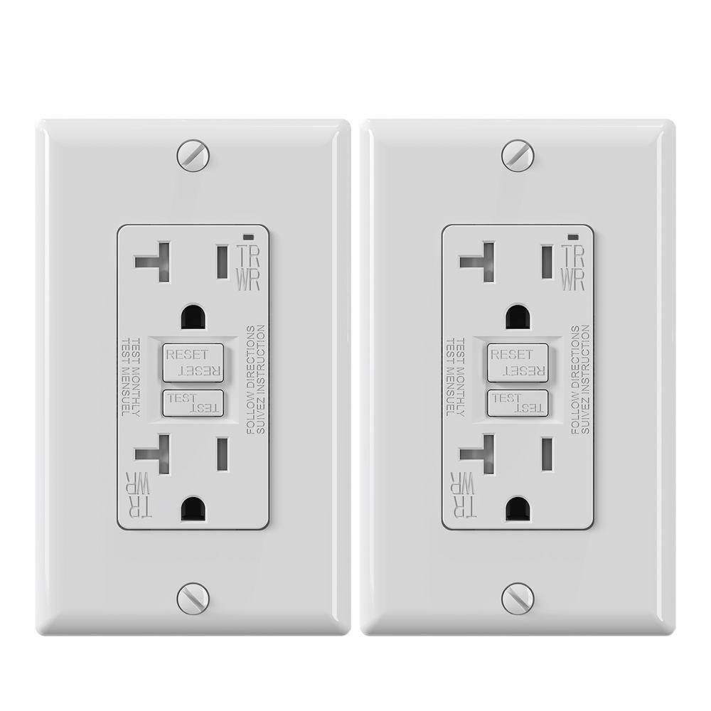 ELEGRP White 20 Amp 125Volt Tamper Resistant/Weather Resistant Duplex SelfTest GFCI Outlet