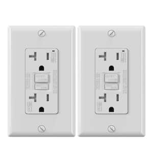 White 20 Amp 125-Volt Tamper Resistant/Weather Resistant Duplex Self-Test GFCI Outlet, with Wall Plate (2-Pack)