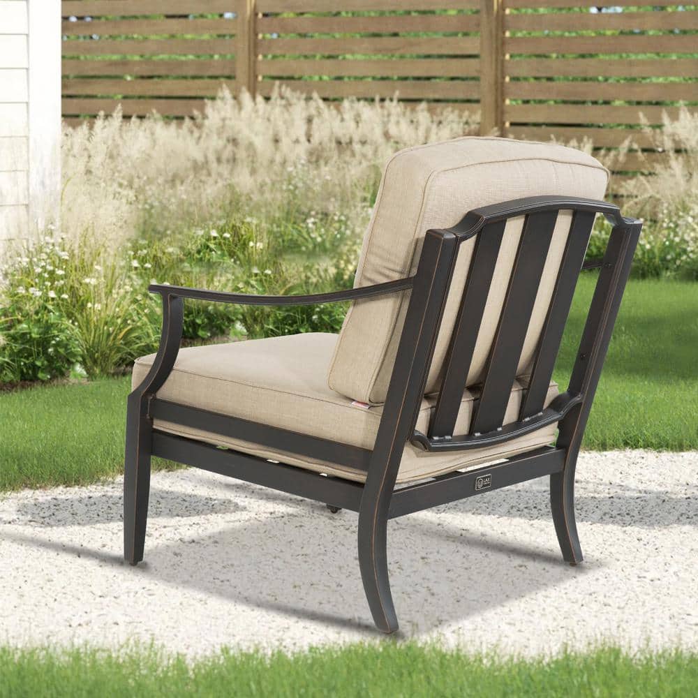 Egg-Shaped Beige Wicker Patio Chair with Cushions