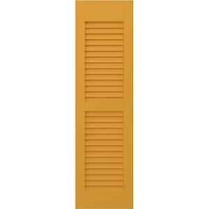 Americraft 12 in. W x 31 in. H 2-Equal Louver Exterior Real Wood Shutters Pair in Turmeric