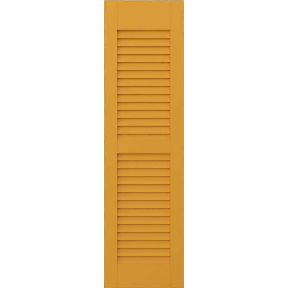Americraft 12 in. W x 57 in. H 2-Equal Louver Exterior Real Wood Shutters Pair in Turmeric price history on PriceWatchPro