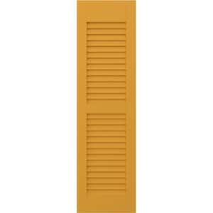 Americraft 15 in. W x 47 in. H 2-Equal Louver Exterior Real Wood Shutters Pair in Turmeric