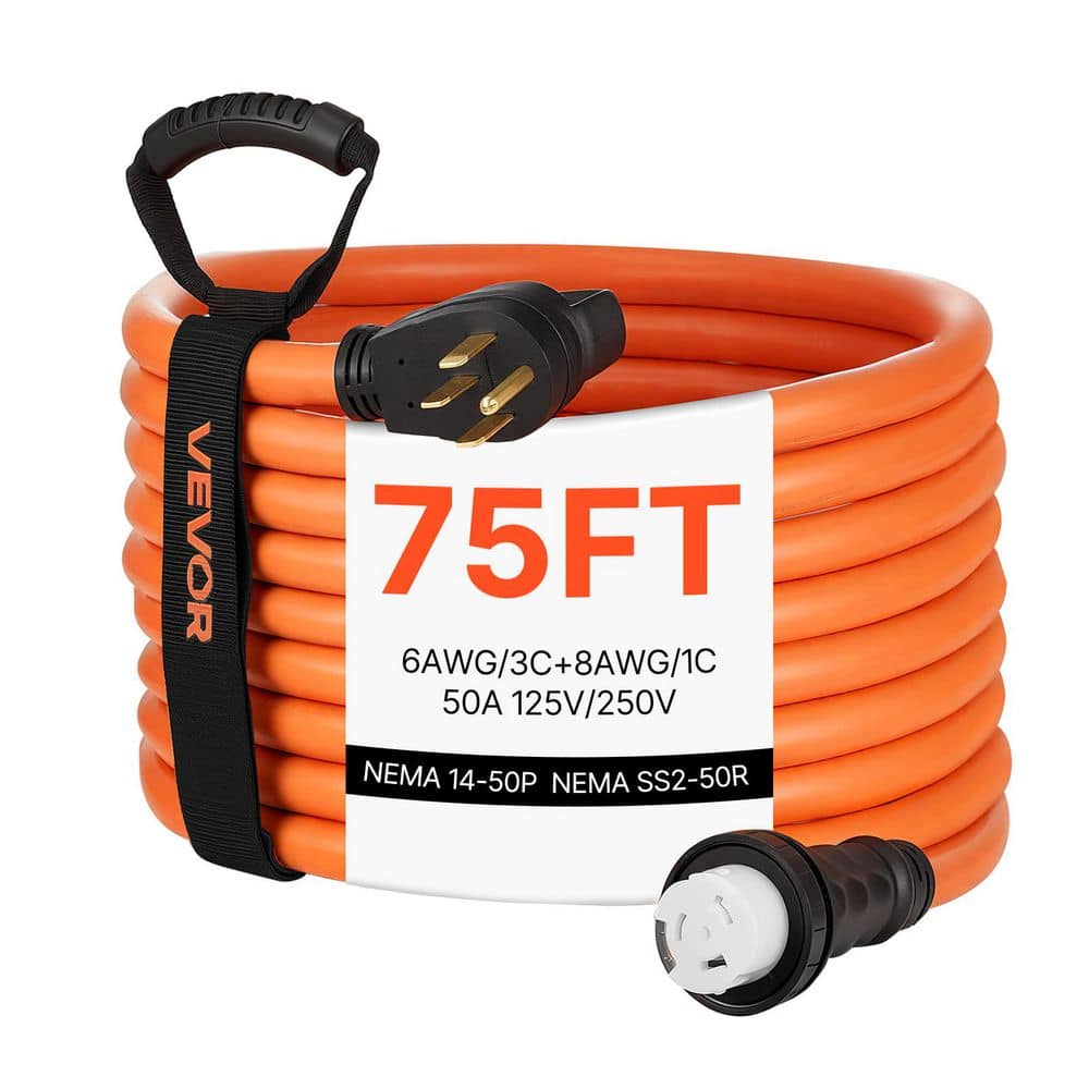 75 Ft. 50 Amp Generator Cord,125/250V RV Power Cord NEMA 14-50P to SS2-50R, 6AWG/3 + 8AWG/1 Generator Extension Cord price history on PriceWatchPro