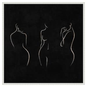 Silhouettes Black and White by Emel Tunaboylu 1-Piece Floater Frame Giclee Abstract Canvas Art Print 30 in. W. x 30 in.