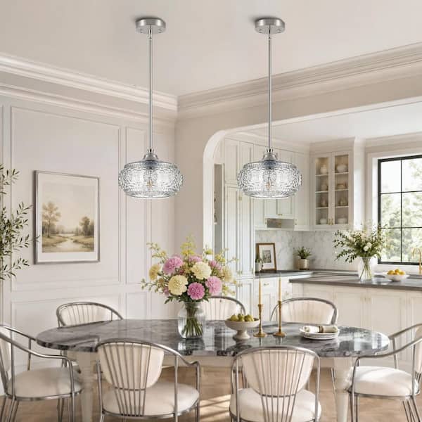 Merbotin RayHome 1-Light Brushed Nickel Textured Pendant Ceiling