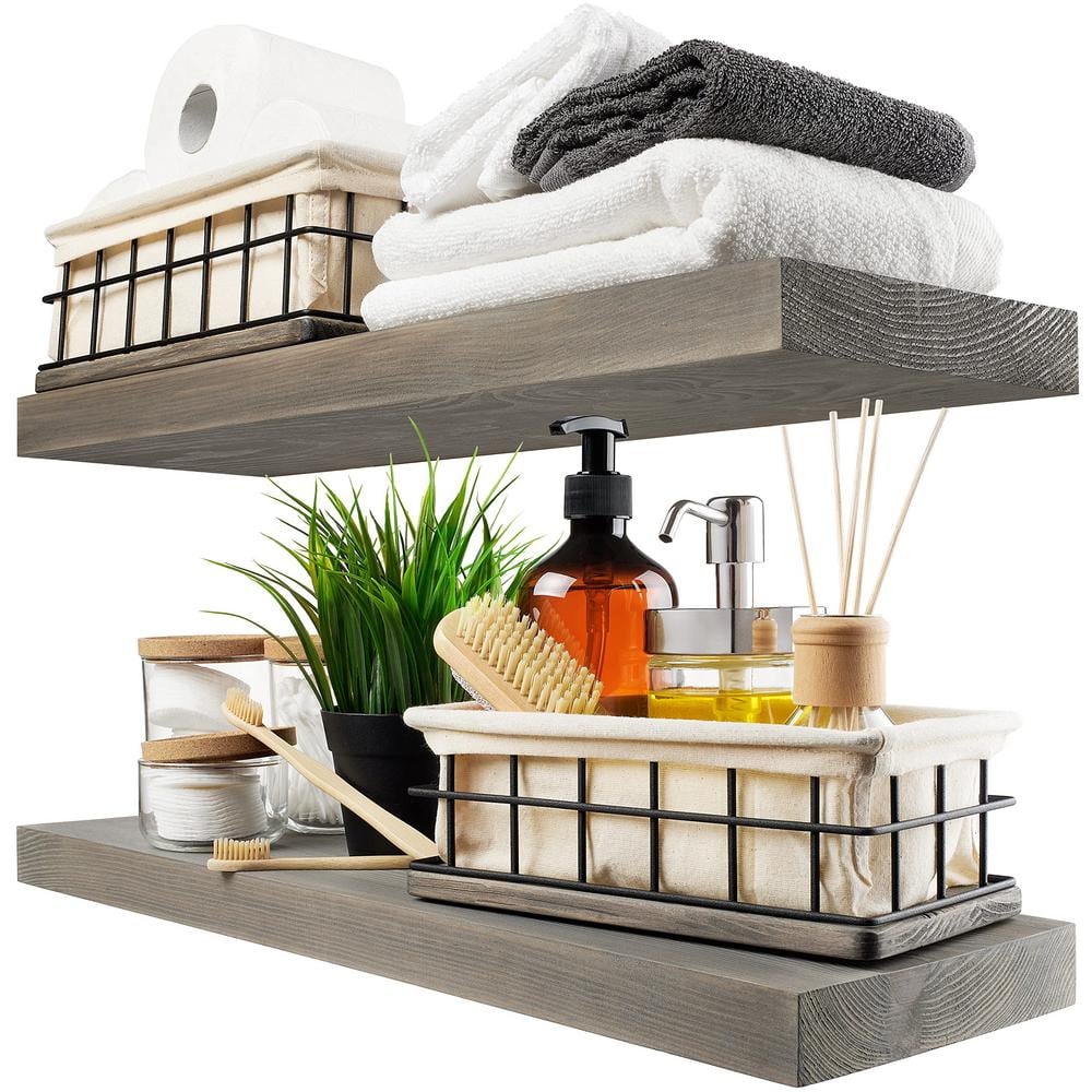 24 in. W x 6.7 in. D Wooden Decorative Wall Shelf for Bedroom Kitchen Bathr