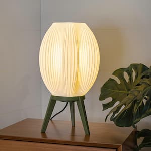 Wavy 16.5 in. White/Green Modern Contemporary Plant-Based PLA 3D Printed Dimmable LED Table Lamp