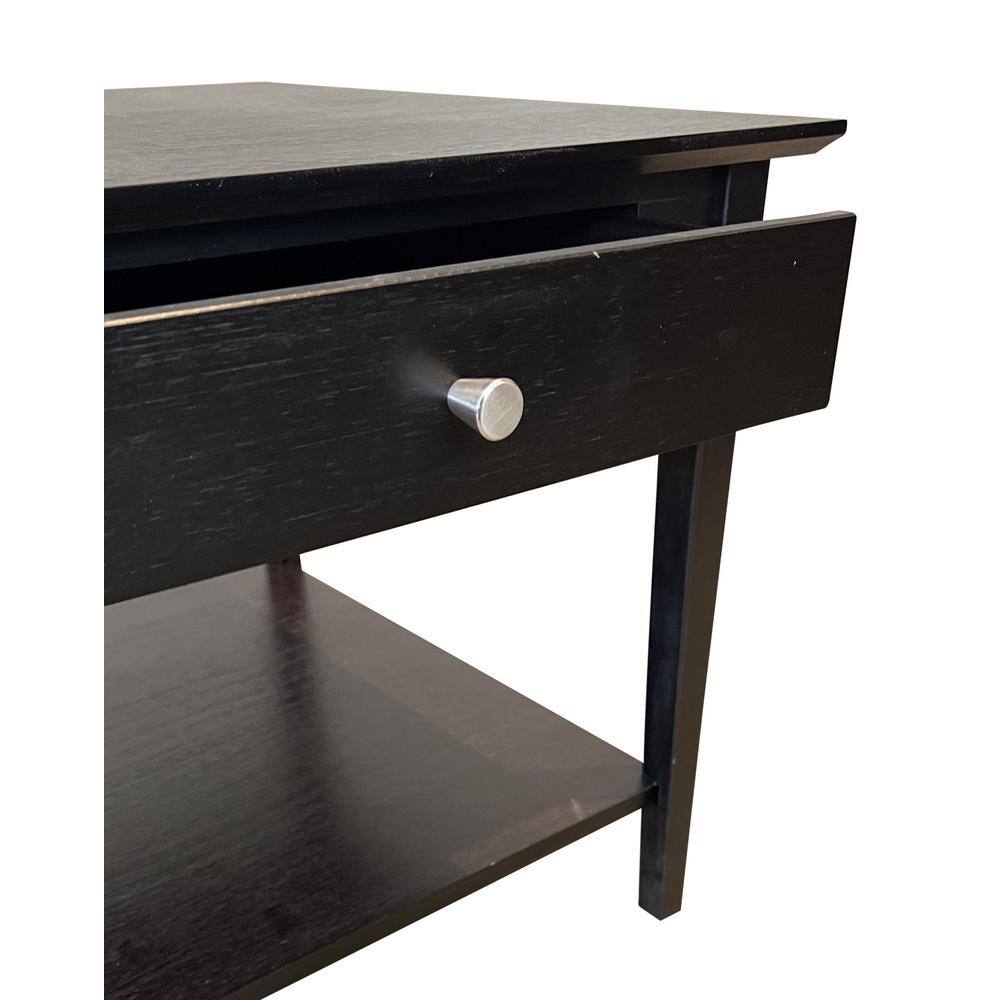 Charcoal Gray Bamboo Coffee Table with Storage Drawers