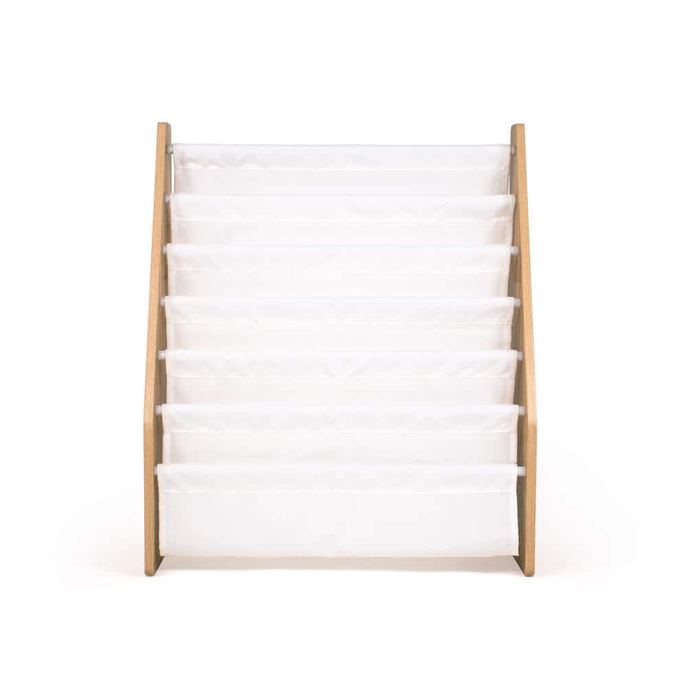 Kids' White and Natural 6-Tier Fabric Book Rack
