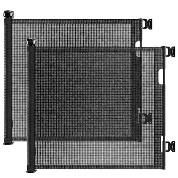 Avex Black 33 in. H x 55 in. W Retractable Mesh Dog Gate for Doorways (Set of 2)