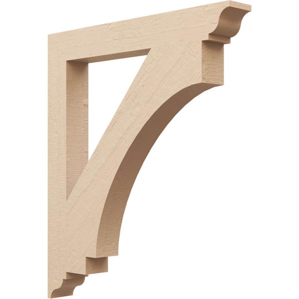 Ekena Millwork 3.5 in. x 32 in. x 28 in. Imperial Traditional Rough Cedar Woodgrain Timberthane Polyurethane Bracket, Primed Tan