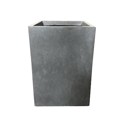 KANTE 21.7 in. Tall Charcoal Lightweight Concrete Round Outdoor Planter ...