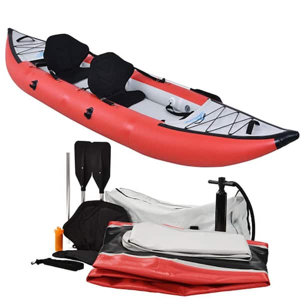 Inflatable Kayak Set with Paddle & Air Pump, Portable Recreational Touring  Kayak Foldable Fishing Touring Kayaks, Tandem 2 Person Kayak