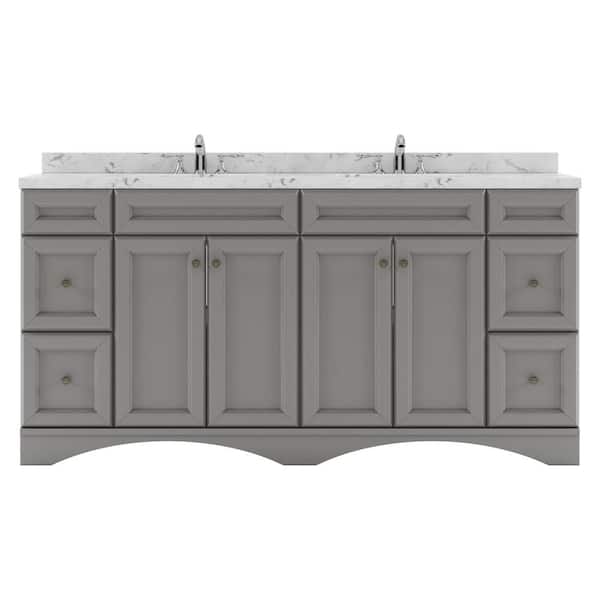 Virtu USA Talisa 72 in. W x 22 in. D x 37 in. H Double Sink Bath Vanity in Gray with Quartz Top