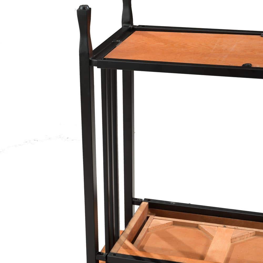 Ironcraft Mission Oak and Black Wood Sofa Table with Storage
