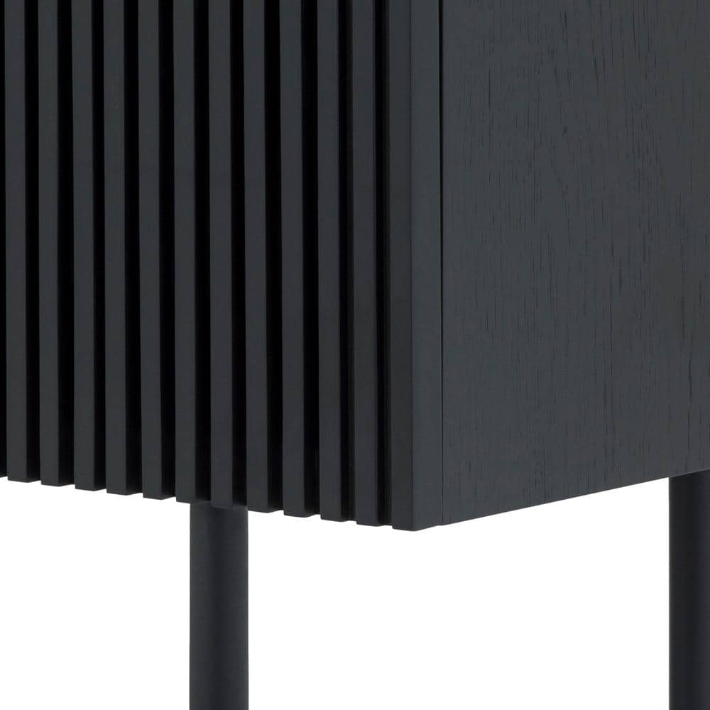 Pasadena Black Oak Wood 66" 4-Door Buffet Cabinet