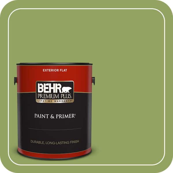 BEHR PREMIUM PLUS 1 gal. #PPU10-04 New Bamboo Flat Exterior Paint & Primer