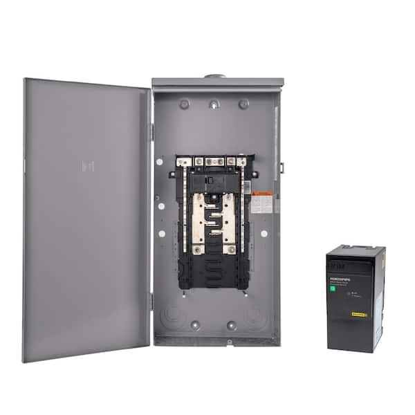Square D Homeline 200 Amp 8-Space 16-Circuit Outdoor Main Breaker Electrical Panel with Feed-Thru Lug