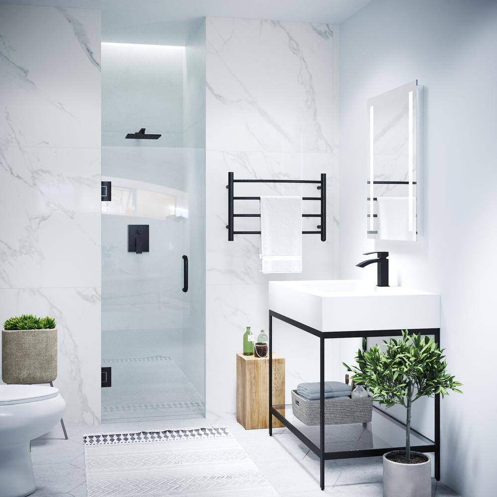Matte Black 30" x 72" Frameless Hinged Shower Door