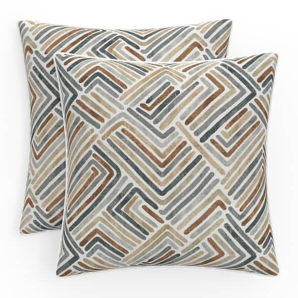 Pillow Perfect Geometric 18.5 in W x 5 in H Outdoor Large Throw Pillows 2 Count in Estie Rattan 119539 The Home Depot