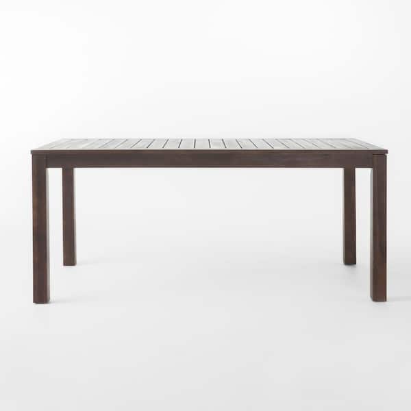 Dark Brown Rectangular Wood Outdoor Patio Dining Table