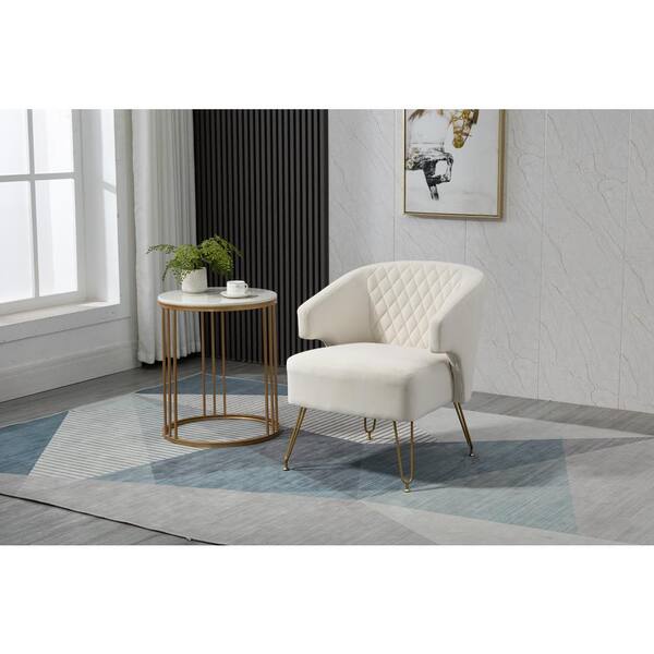 white velvet accent chair