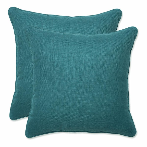 Pillow Perfect Solid Green Square Outdoor Square Throw Pillow 2-Pack