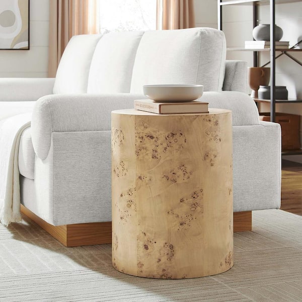 MODWAY Cosmos 16 in. in Natural Burl Round Burl Wood Side Table