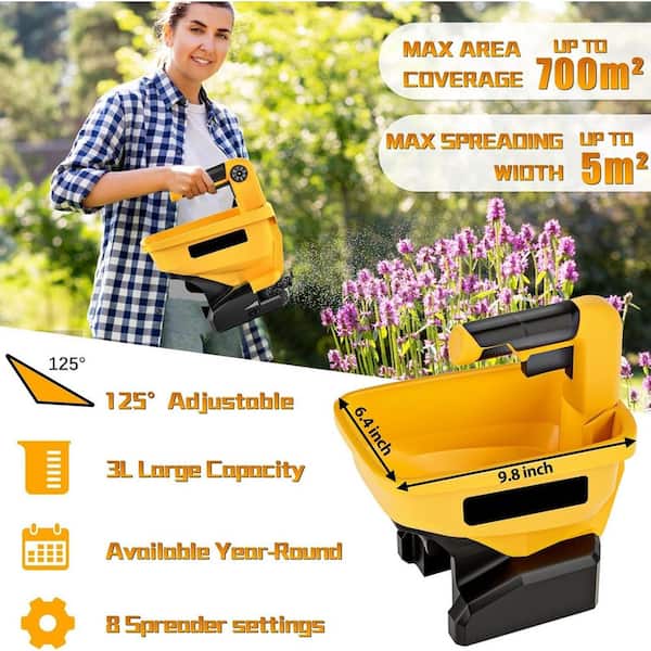 3L Capacity Plastic Handheld Spreader for Grass Seeds, Rock Salt