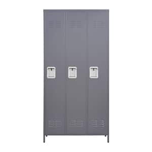 72 in.H 3 Door Metal Lockers With Lock for Employees,Storage Locker Cabinet for Home Gym Office School Garage,Gray