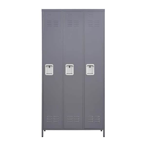 cadeninc 72 in.H 3 Door Metal Lockers With Lock for Employees,Storage Locker Cabinet for Home Gym Office School Garage,Gray