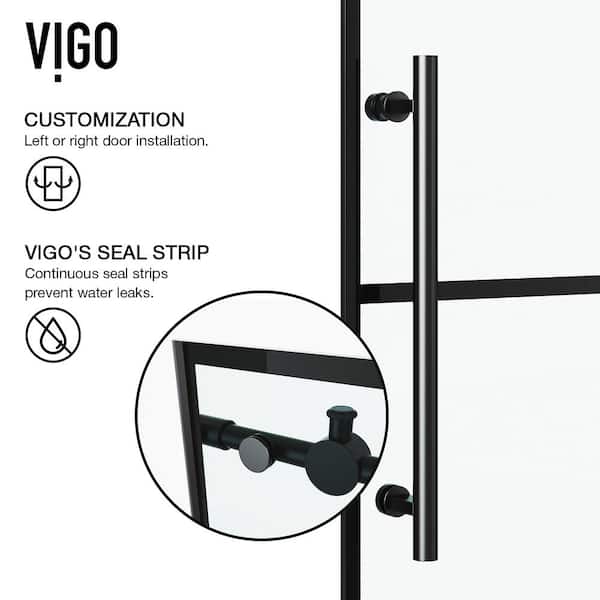 Elan 52 to 56 in. W x 74 in. H Sliding Frameless Shower Door in Matte Black with 3/8 in. (10mm) Clear Glass