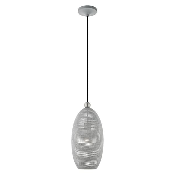 Livex Lighting Dublin 1 Light Nordic Gray with Brushed Nickel Accents Pendant