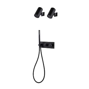 Complete Shower System 3-Spray Wall Mount Dual Shower Heads 5 GPM in Matte Black