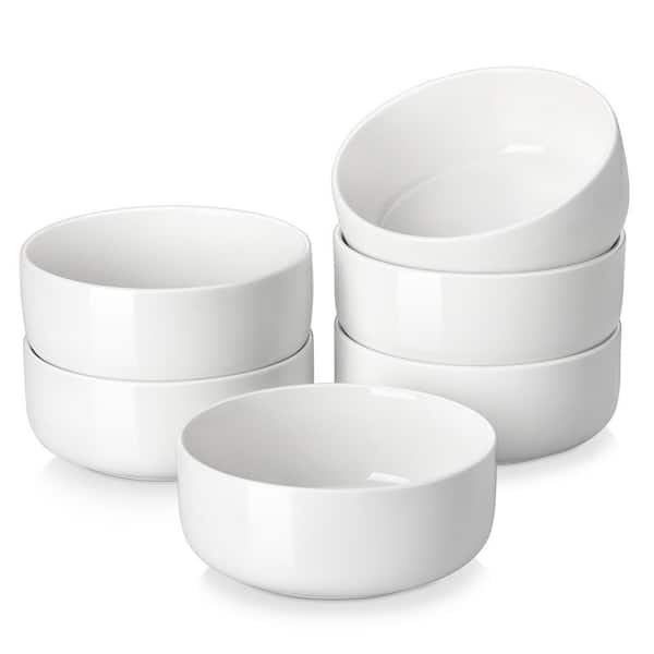 MALACASA 24 fl. oz. White Porcelain Cereal Bowls Set of 6 Salad Bowls Soup Bowls Serving Bowls