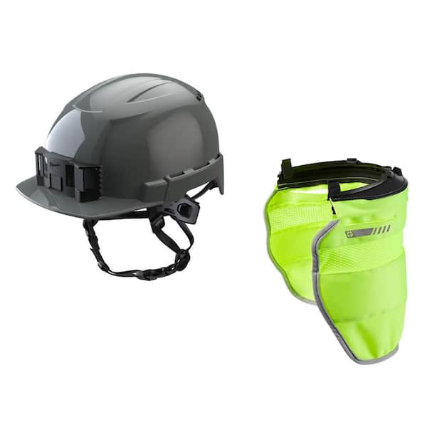 Milwaukee BOLT Gray Type 2 Class E Front Brim Non-Vented Safety Helmet W/BOLT High Visibility Sunshade with 50+UPF UV Protection