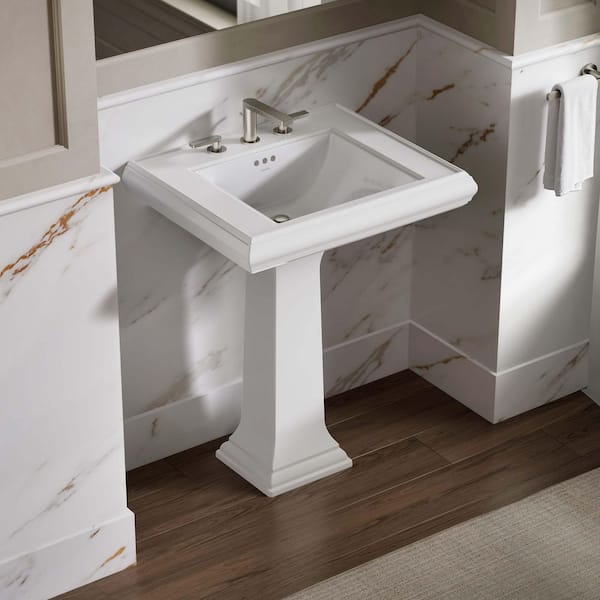 Memoirs 27.3 in. x 22.13 in. Pedestal Bathroom Sink in White Fireclay