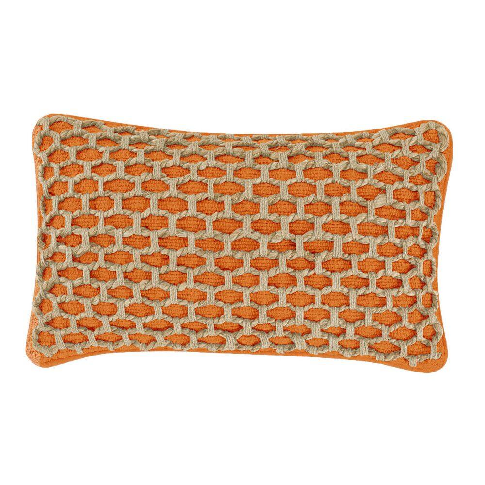 Jada Harvest Orange Geometric Braided Polyester 12 in. x 20 in. Throw Pillo