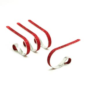 2.5 in. Steel Red Glitter MantleClip Stocking Holder (4-Pack)