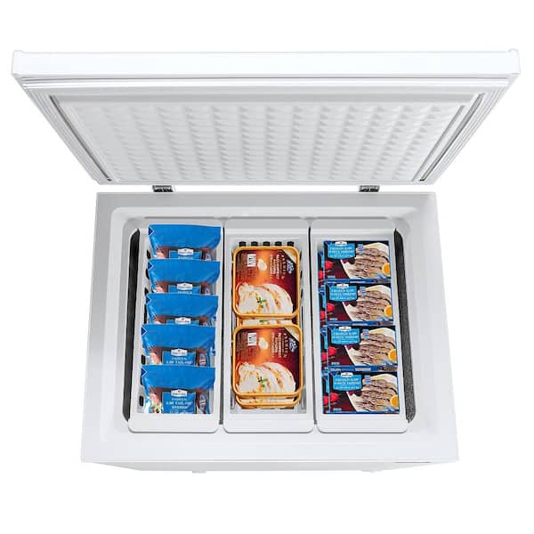 Chest Freezer 5.2 cu. ft. Top Freezer Built-In and Standard Refrigerator with Upright Single Door and 3-Baskets in White